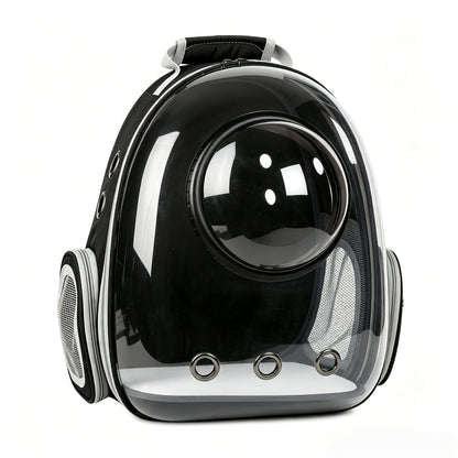 Sac à dos transporteur pour chat type capsule spatiale - Sac de transport portable pour chats et petits chiens avec fenêtre transparente, idéal pour les voyages, la randonnée et les sorties - Sac à dos bulle pour chat, noir