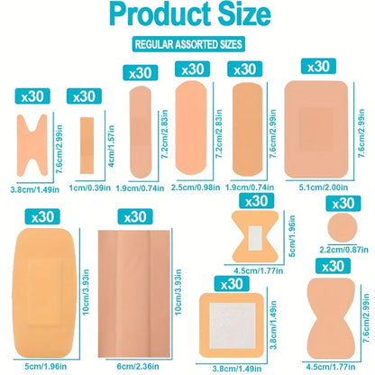 Lot de 360 pansements assortis en tissu - Pansements adhésifs flexibles et respirants pour le bout des doigts, les articulations et les petites plaies, idéal pour les premiers secours à la maison, au bureau et en voyage