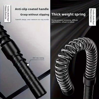 Lot de 2 cordes de combat sans corde – Cordes d'exercice lestées portables sans fil pour entraînement HIIT à domicile, cardio, corps complet, bras, épaules, abdominaux et jambes pour adultes et débutants