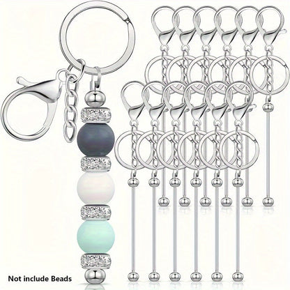Kit de porte-clés à perler en acier inoxydable – 12 et 24 pièces, pendentifs en métal avec breloques pour loisirs créatifs, cadeaux de Noël et d'Halloween, doré, argenté et or rose