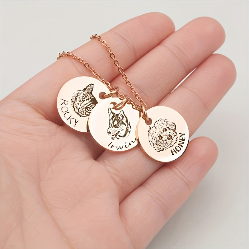 Collier médaillon personnalisé pour portrait d'animal de compagnie – Bijou photo fait main pour chien et chat, argent, or, or rose, 1 à 3 médaillons – Cadeau pour amoureux des animaux, collier comm émoratif et d'anniversaire