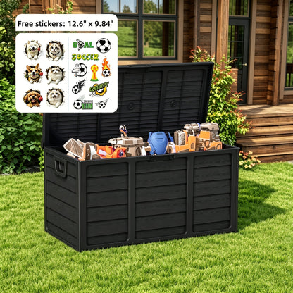 Coffre de rangement extérieur en résine de 284 litres avec poignées pour accessoires de piscine, outils de jardin et équipement de camping