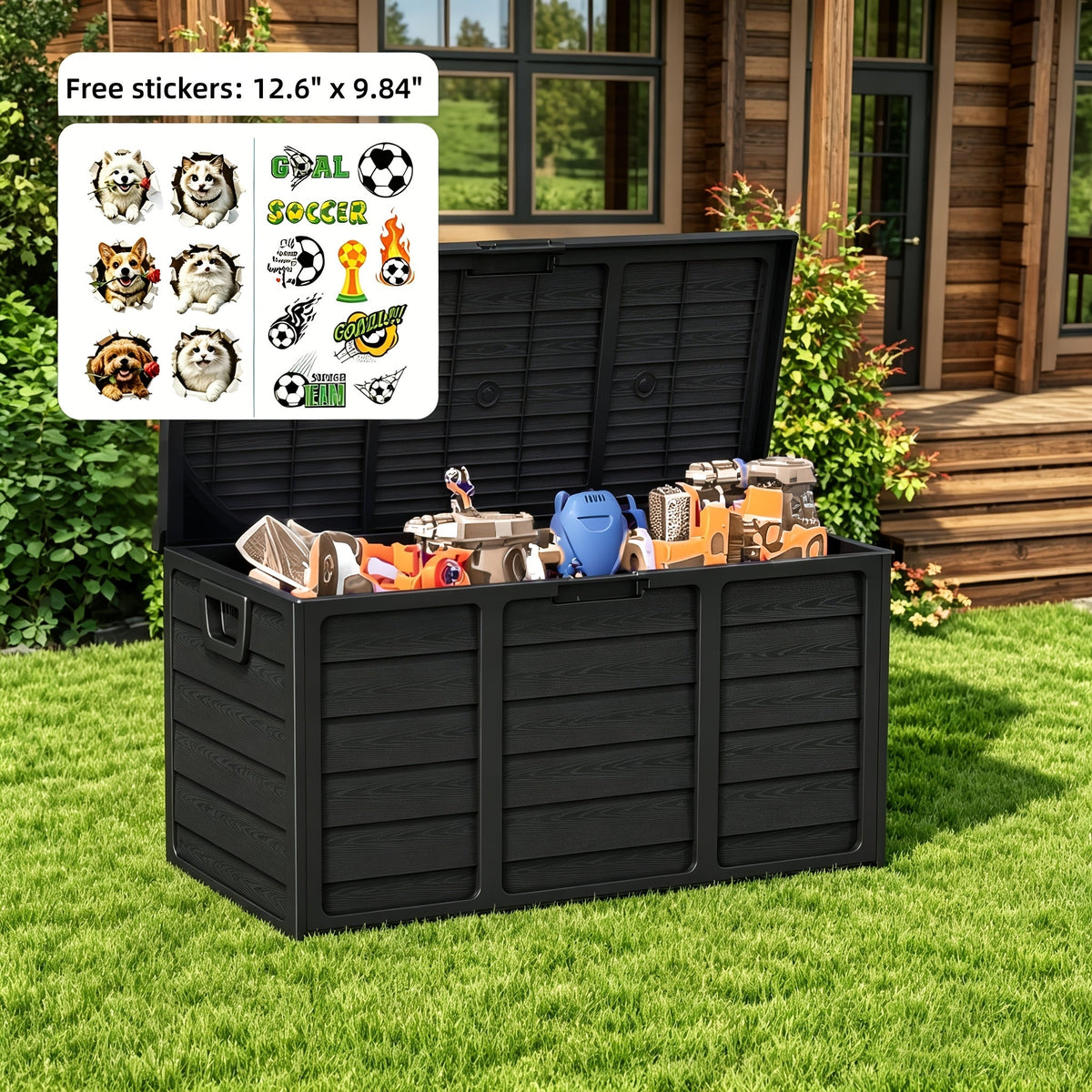 Coffre de rangement extérieur en résine de 284 litres avec poignées pour accessoires de piscine, outils de jardin et équipement de camping