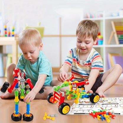 Ensemble de 132 blocs de construction STEM pour enfants de 3 ans et plus, jouet éducatif de construction, kit de création technique pour garçons et filles, cadeau d'anniversaire ou de Noël, couleurs aléatoires