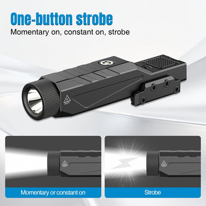 Lampe tactique de 1680 lumens pour fusil avec mode stroboscopique momentané – Monture double rail M-Lok et Picatinny, rechargeable par USB magnétique, lampe d'arme profil bas pour la chasse, le tir et la défense à domicile (Modèle DF9030)