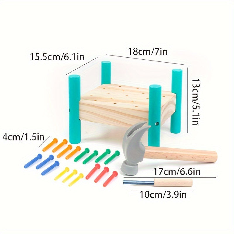 Jouet à marteler pour tout-petits, set de clous à frapper cinq couleurs, reconnaissance des couleurs, coordination œil-main, jouet éducatif STEM interactif parent-enfant, cadeau d'anniversaire ou de Noël pour enfants