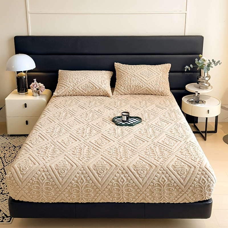 Drap de lit doux gaufré européen – Housse de matelas à poches profondes toutes saisons, literie ultra-douce lavable en machine pour lits une place, doubles, grand format et très grand format, protège-matelas chaud (sans taie d'oreiller)