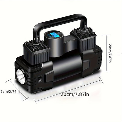 Compresseur d'air portable 12V 150 PSI – Pompe à air automatique à double cylindre avec manomètre numérique LED, arrêt automatique et lampe LED pour voiture, SUV, camion, vélo, ballon de basket et structures gonflables