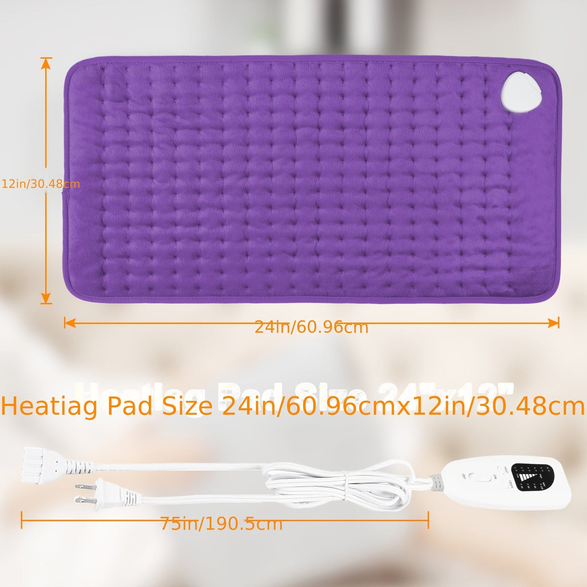 Coussin chauffant extra large 60 cm x 30 cm pour le dos, le cou et les épaules – 6 réglages de chaleur, arrêt automatique, utilisation humide/sèche, flanelle lavable, cadeau idéal
