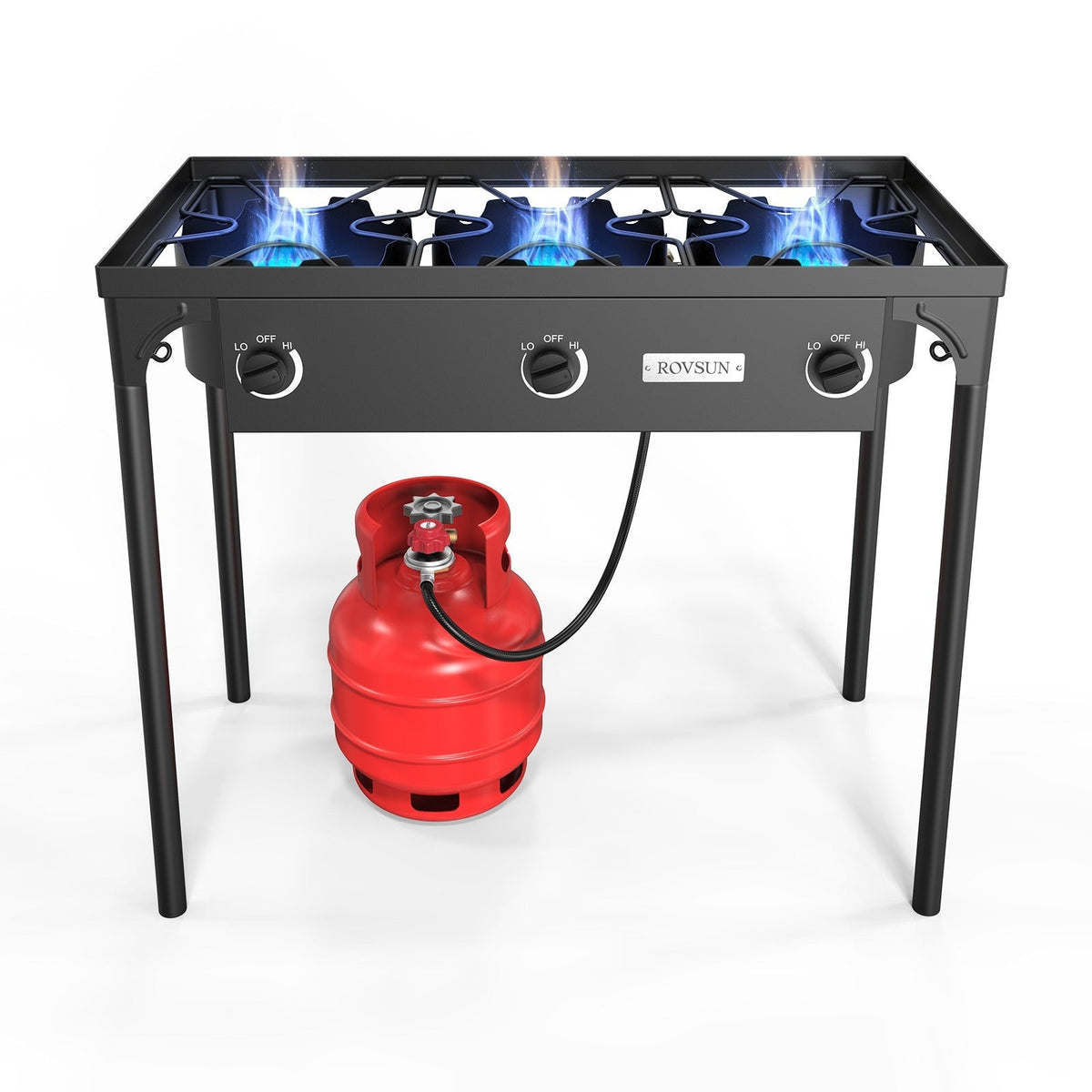 Réchaud à propane haute pression 100 000 - 225 000 BTU - Réchaud de camping extérieur robuste en fonte avec pieds détachables, régulateur certifié CSA, 1 ou 3 brûleurs pour le camping, les fêtes d'avant-match et le brassage