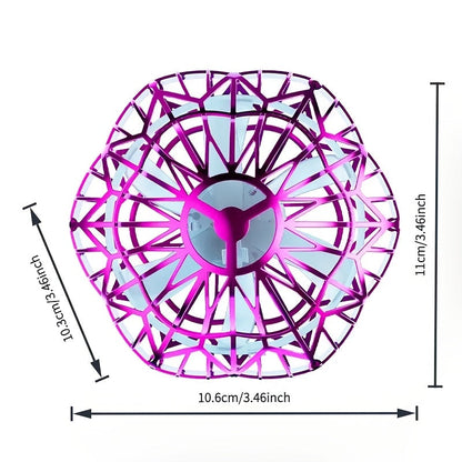 Jouet volant intelligent en forme de soucoupe volante, drone hexagonal rotatif à vol autonome, contrôlé par la main, robot volant d'intérieur, cadeau d'anniversaire ou de Noël pour enfants et adultes, bleu, violet, rouge