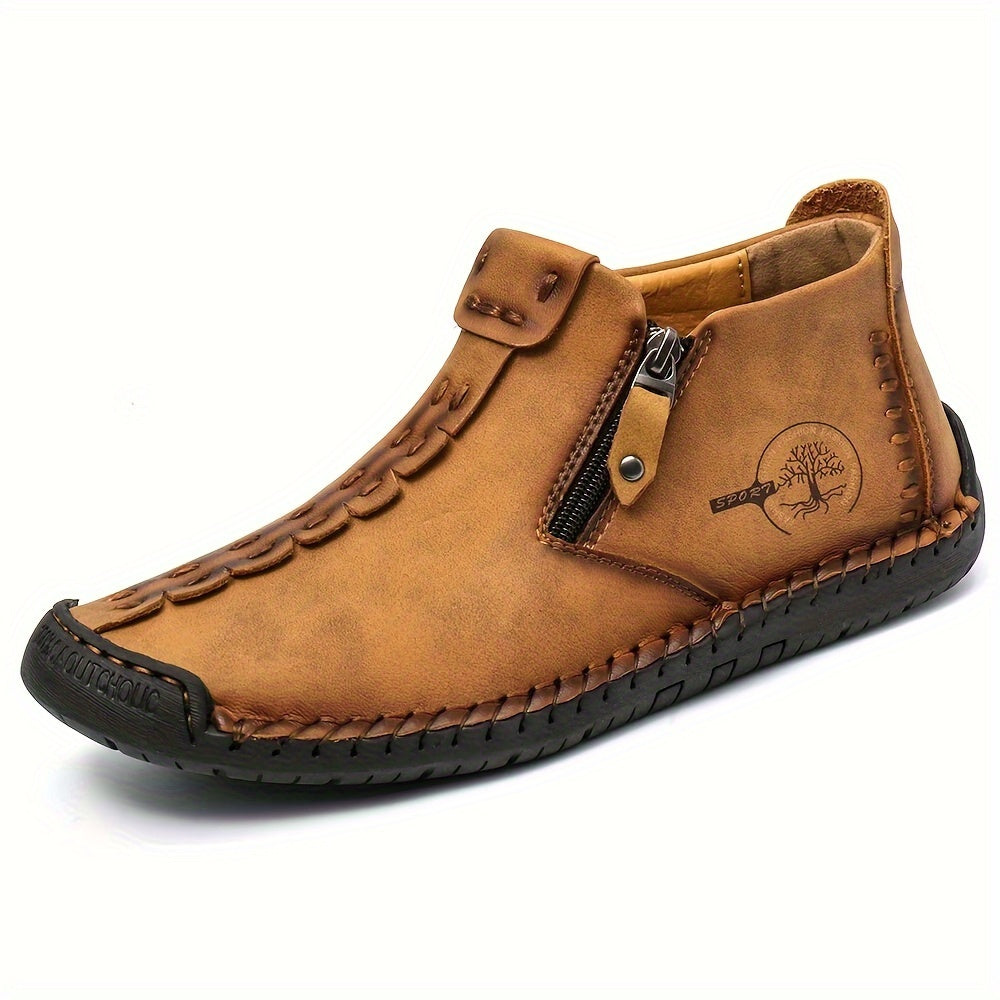 Bottines pour hommes, mocassins décontractés cousus main, chaussures à enfiler pour le travail en extérieur – 4 couleurs, tailles US 7,5-12,5, semelle antidérapante durable