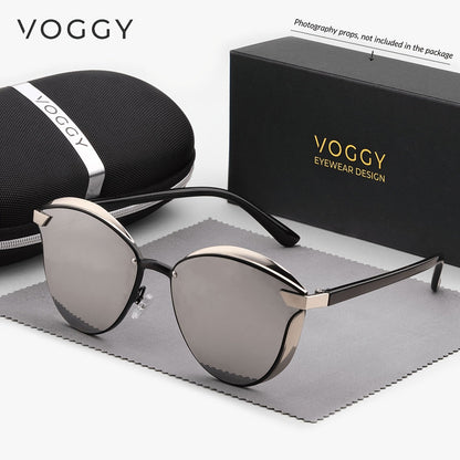 Lunettes de soleil rétro polar isées VOGGY avec protection UV400 pour hommes et femmes – Monture en métal légère, verres miroités, 8 couleurs, idéales pour la conduite, la randonnée, le cyclisme, la pêche et les voyages, coffret cadeau inclus
