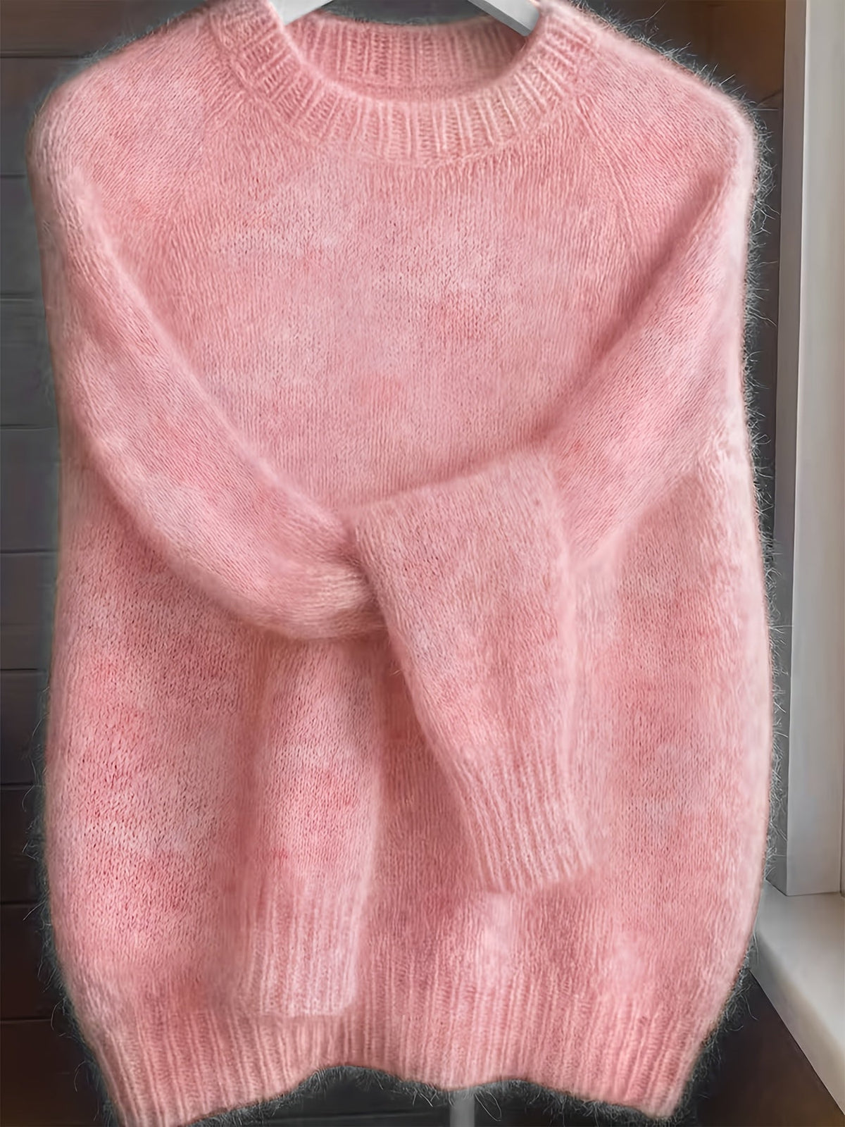 Pull à col rond style français pour femme | Pull en maille 100 % polyester doux et confortable, haut élégant à manches longues et coupe droite pour le printemps et l'automne