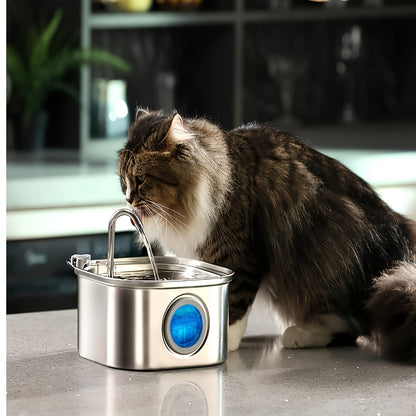 3.2L Automatic Cat & Dog Water Fountain – Stainless Steel Pet Water Dispenser with Multi-Filtration System, Visible Window, Motion Sensor, 2 Flow Modes, Silent Pump, Easy to Clean, for Cats Dogs Rabbits