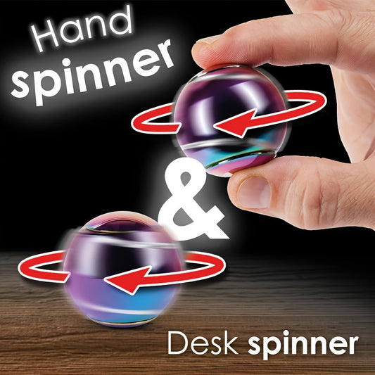 Toupie gyroscope à bille rotative, jouet anti-stress de bureau à double roulement haute vitesse, cadeau de fête, bleu irisé noir