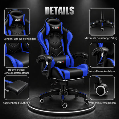 Chaise de bureau gaming ergonomique style course avec soutien lombaire, dossier haut réglable pour adultes et adolescents, fauteuil inclinable pour ordinateur PC