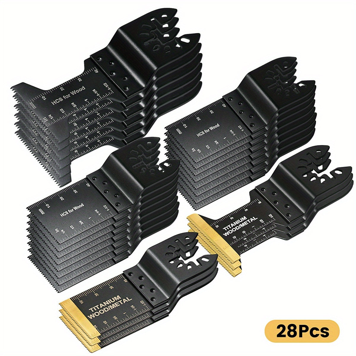 Lot de lames de scie oscillantes en titane à dégagement rapide pour outil multifonction – 18/28/36/50 pièces, coupe le métal, le bois et le plastique, compatible avec Dewalt, Makita, Bosch et plus encore