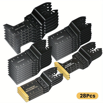 Lot de lames de scie oscillantes en titane à dégagement rapide pour outil multifonction – 18/28/36/50 pièces, coupe le métal, le bois et le plastique, compatible avec Dewalt, Makita, Bosch et plus encore