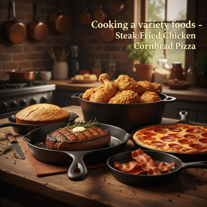 Ensemble d'ustensiles de cuisine en fonte, 6 pièces : poêle antiadhésive, cocotte, poêle à griller, kit pour induction, gaz, feu de camp, barbecue, cuisine en plein air et maison
