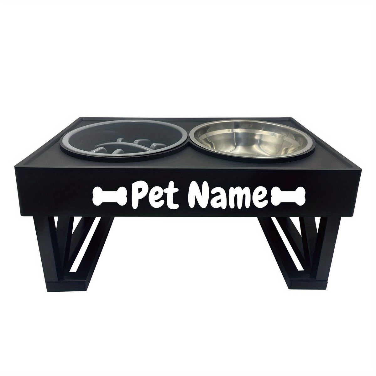 Gamelle surélevée personnalisée en acier inoxydable avec ralentisseur, double bol réglable en hauteur pour nourriture et eau pour chiens et chats de taille moyenne à grande