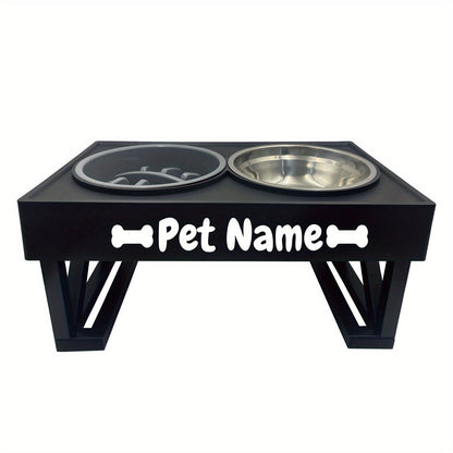 Gamelle surélevée personnalisée en acier inoxydable avec ralentisseur, double bol réglable en hauteur pour nourriture et eau pour chiens et chats de taille moyenne à grande