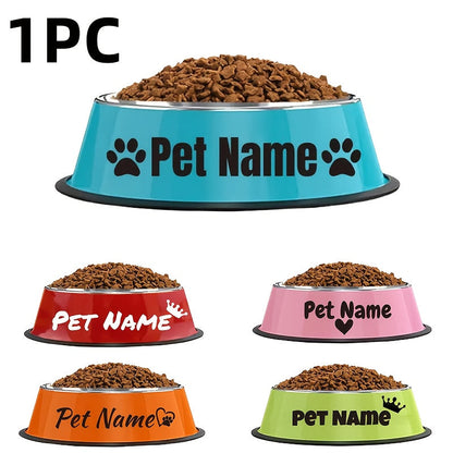 Gamelle personnalisée en acier inoxydable pour chien et chat - Bol gravé au nom de votre animal avec motif patte, cœur et couronne, antidérapante, 200 ml / 400 ml / 1000 ml, écuelle pour nourriture et eau, idée cadeau