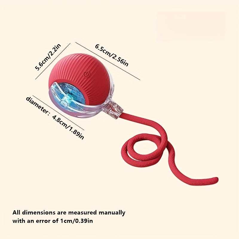 Balle jouet pour chat LED avec corde à queue - Balle interactive électrique intelligente à rotation automatique pour chats et chiots, balle bondissante automatique pour l'exercice du chat, soulagement de l'ennui et jeu en intérieur