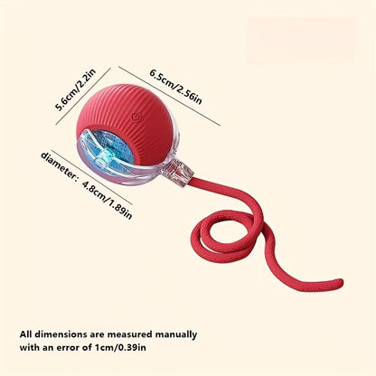 Balle jouet pour chat LED avec corde à queue - Balle interactive électrique intelligente à rotation automatique pour chats et chiots, balle bondissante automatique pour l'exercice du chat, soulagement de l'ennui et jeu en intérieur