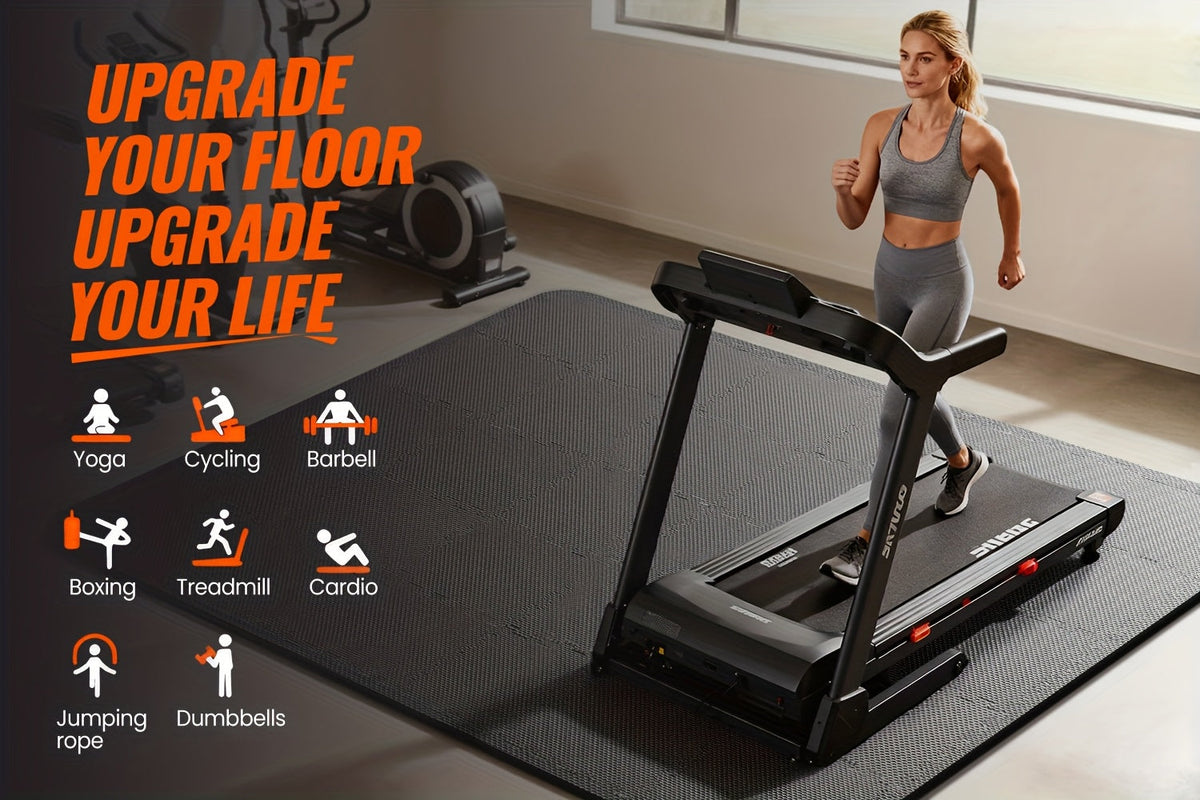 Tapis de sol emboîtables pour salle de sport, 36/48 pièces, dalles puzzle en mousse EVA, 30 x 30 cm, tapis d'exercice antidérapant pour salle de sport à domicile, garage, salle de jeux, fitness – Inclut des bordures, motif café et feuilles