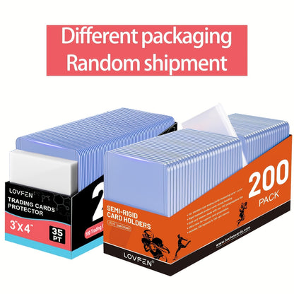 Lot de 200 protecteurs rigides pour cartes à collectionner, 3x4 pouces, avec pochettes souples, pour cartes de sport (baseball, football, basket-ball), cartes à jouer (TCG, Pokémon) et cadeaux de collection