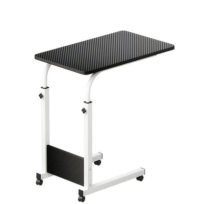 Table pour ordinateur portable réglable en hauteur avec 4 roulettes et double étagère – Bureau poste de travail mobile pour chevet, dortoir, bureau, salon, structure en acier robuste, design gain de place