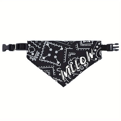 Bandana pour chien personnalisé avec fermeture à pression - Collier bavoir ajustable en polyester doux pour petits, moyens et grands chiens, tailles S M L, 4 couleurs (noir, rouge, bleu, rose), cadeau de vacances