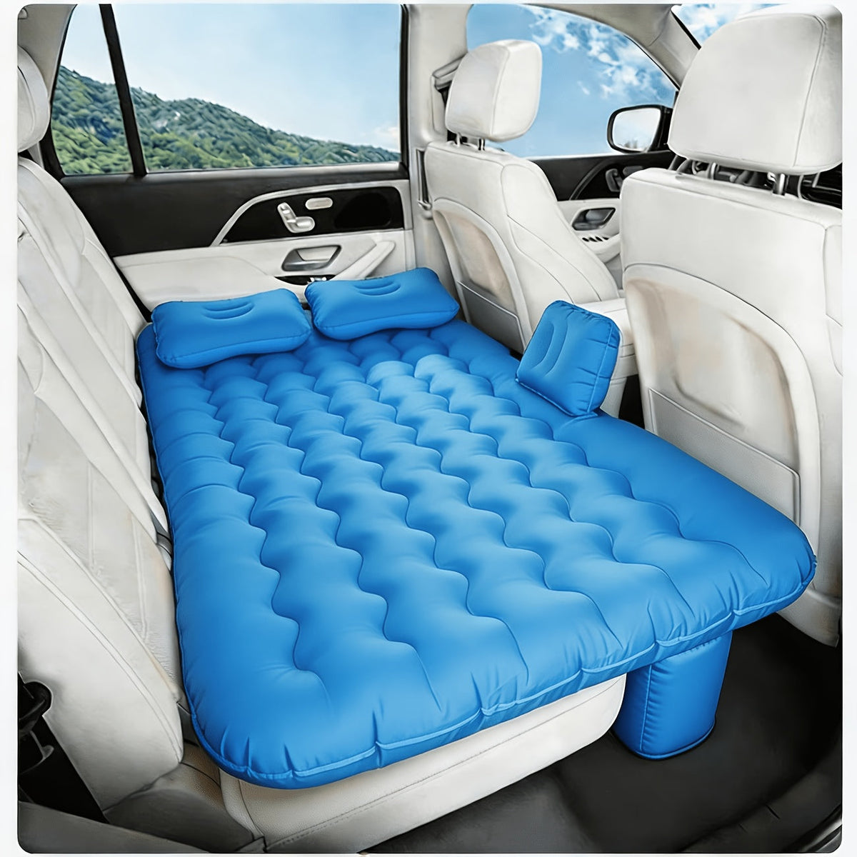 Matelas gonflable pour SUV - Lit de voiture pour camping et voyage - Matelas gonflable floqué universel pour coffre ou banquette arrière de SUV, lit de camping portable avec sac de rangement et kit de réparation, accessoires de road trip