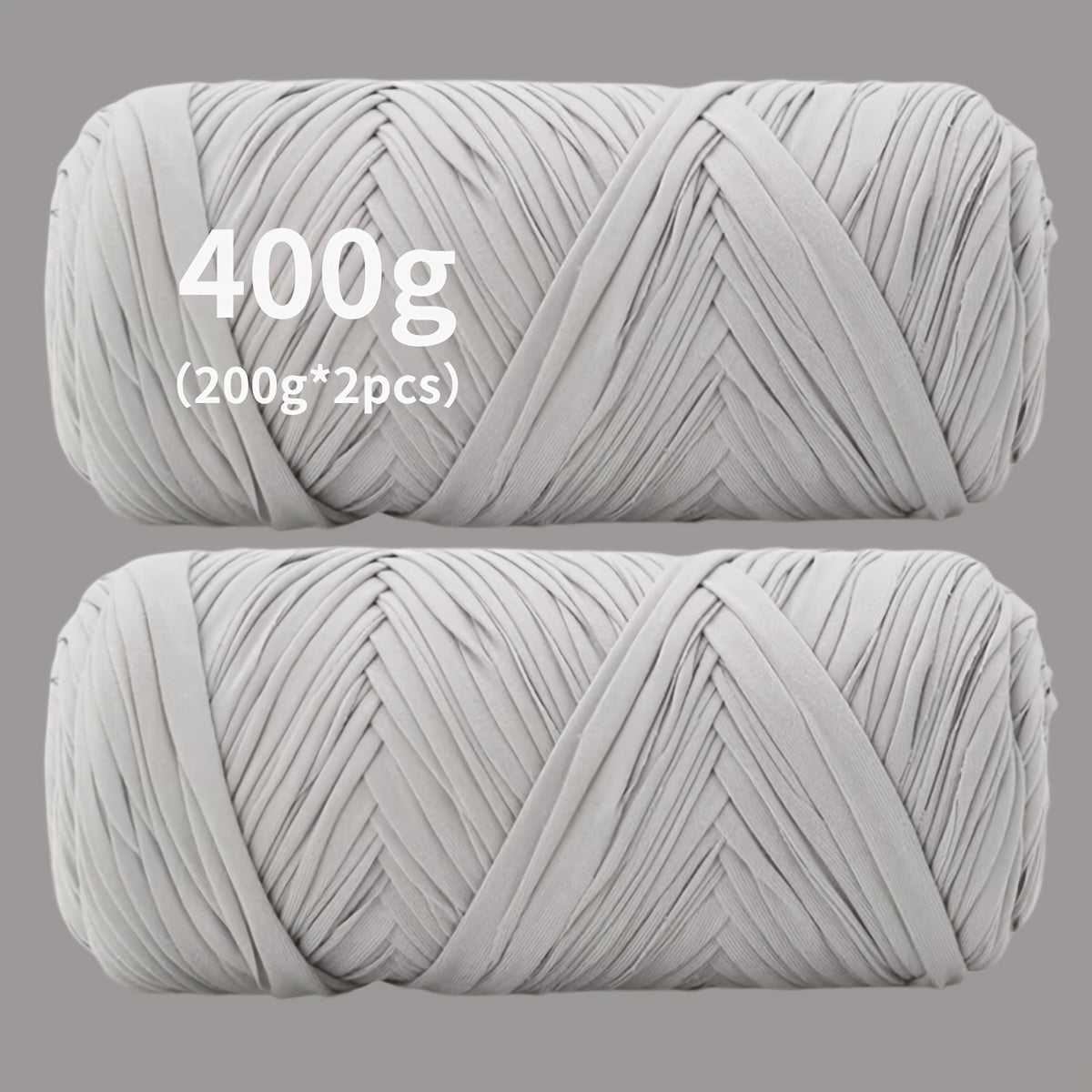 Fil de coton pour t-shirt 400 g (2 x 200 g) mélange de coton épais en 49 couleurs – Fil épais et doux pour paniers au crochet, sacs, tapis, projets de macramé et tricot – Fil de loisirs créatifs idéal pour les débutants