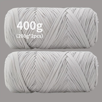 Fil de coton pour t-shirt 400 g (2 x 200 g) mélange de coton épais en 49 couleurs – Fil épais et doux pour paniers au crochet, sacs, tapis, projets de macramé et tricot – Fil de loisirs créatifs idéal pour les débutants
