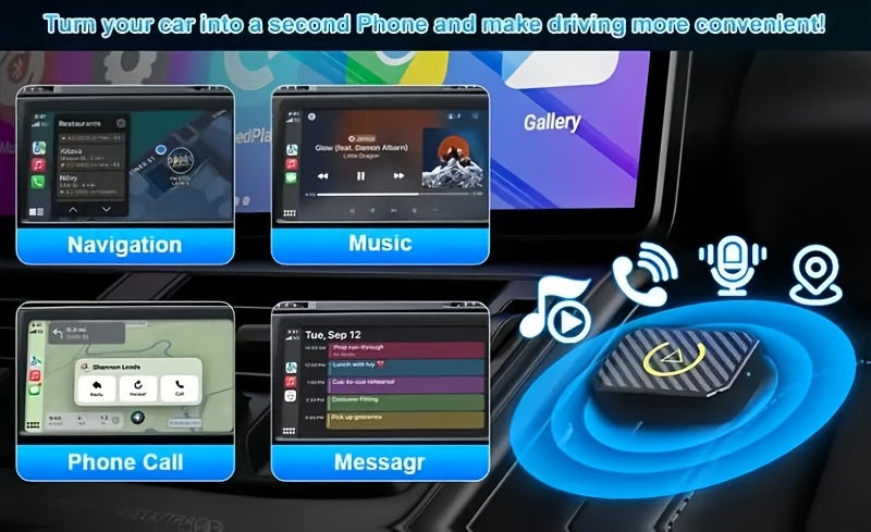 Mini adaptateur CarPlay sans fil, version améliorée 2025 – Dongle Plug & Play pour convertir le CarPlay filaire en sans fil pour Apple iPhone et Android, faible latence, connexion rapide et stable, aucune batterie requise, jeu de ports USB inclus