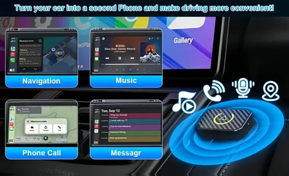Mini adaptateur CarPlay sans fil, version améliorée 2025 – Dongle Plug & Play pour convertir le CarPlay filaire en sans fil pour Apple iPhone et Android, faible latence, connexion rapide et stable, aucune batterie requise, jeu de ports USB inclus