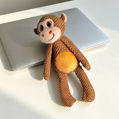 Jouet en peluche grinçant extra large pour chiens et chats – Singe en dessin animé interactif à double couche résistant aux déchirures, jouet à mâcher bruissant, sans pile nécessaire