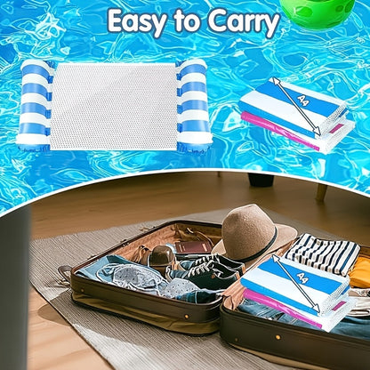 4-in-1 Inflatable Pool Float Lounger for Adults Hammock Raft Exercise Saddle Striped Colorful Swimming Ring Floating Bed for Pool Lake Beach 5-Pack and 8-Pack Options