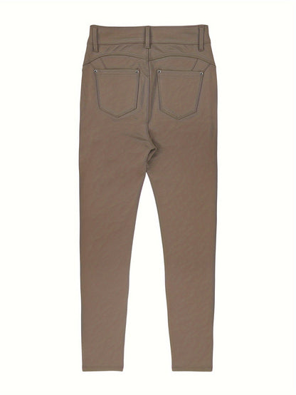 Jean skinny stretch taille haute pour femme, détail bouton en métal, style urbain, pantalon en jean coupe ajustée, 10 couleurs, S-XXL