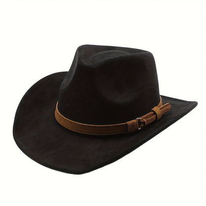 Chapeau de cowboy western rétro à large bord pour hommes et femmes – Chapeau unisexe style Fedora classique pour les voyages décontractés, la plage et les déguisements, disponible en 7 couleurs : marron, noir, kaki, beige, gris, blanc