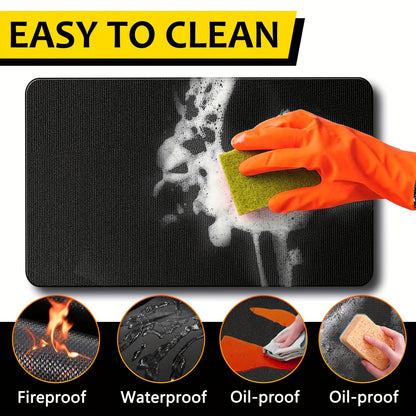 Tapis de barbecue et protection pour brasero – Protection de terrasse ignifugée et résistante à la chaleur double face, imperméable et résistante à l'huile, facile à nettoyer, 7 tailles pour barbecues d'extérieur, cheminées, braseros et fumoirs