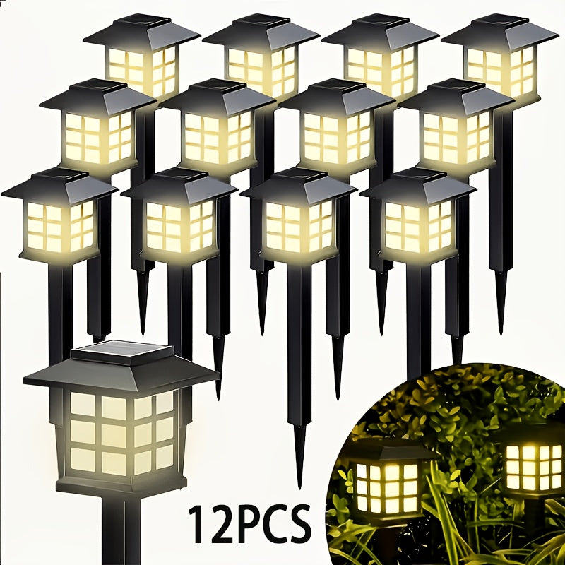 Lampes solaires d'extérieur à LED pour allée de jardin, éclairage paysager étanche IP44 pour trottoir, allée, pelouse, cour – Blanc chaud, lot de 6, 12 ou 24 – Décoration de Noël et de fêtes