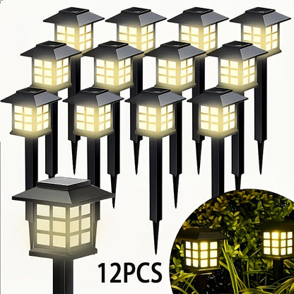 Lampes solaires d'extérieur à LED pour allée de jardin, éclairage paysager étanche IP44 pour trottoir, allée, pelouse, cour – Blanc chaud, lot de 6, 12 ou 24 – Décoration de Noël et de fêtes