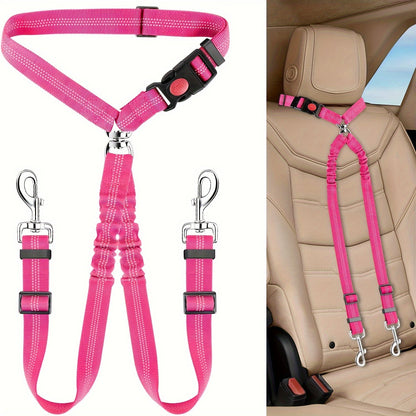 Double ceinture de sécurité pour 2 chiens, attache appuie-tête anti-enchevêtrement, laisse élastique réglable pour la sécurité des chiens de petite, moyenne et grande taille en voiture