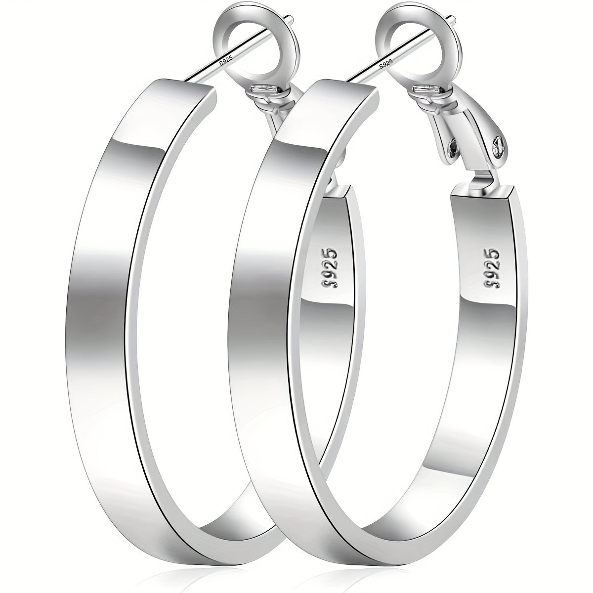 Créoles en argent sterling 925 pour femmes – Créoles cartilage hypoallergéniques en or et argent de 40 mm, 50 mm et 60 mm, boucles d'oreilles minimalistes pour tous les jours, cadeau idéal pour les fêtes et le quotidien