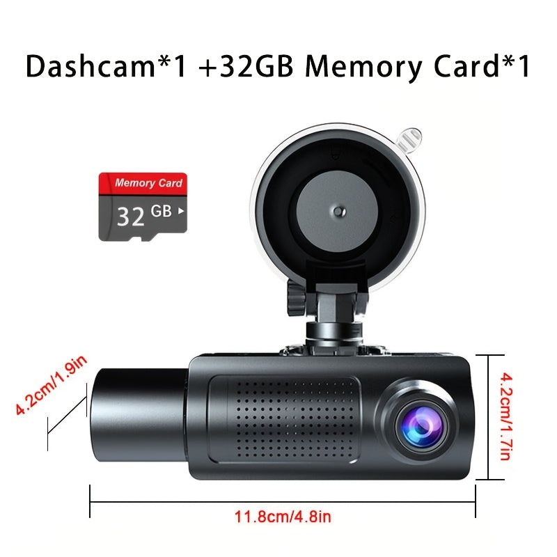 Dashcam 3 canaux avec vision nocturne infrarouge et application smartphone – Caméra avant, arrière et intérieure avec enregistrement en boucle, objectif grand angle, carte mémoire 64 Go/512 Go en option pour voitures, camions et covoiturage