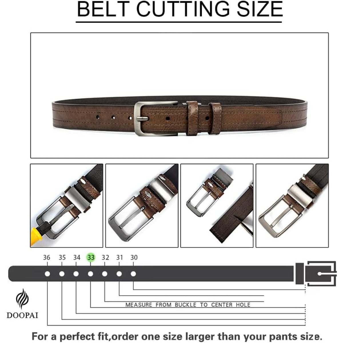 3Pcs Men's Leather Belt Set with Gift Box 1.25 Inch Adjustable Trim to Fit Dress Casual Jeans Classic Belt for Men Christmas Thanksgiving Gift