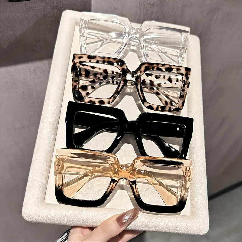 Lot de 3 ou 4 paires de lunettes vintage à monture carrée complète et verres transparents en polycarbonate pour femmes et hommes - Style rétro pour le bureau ou le quotidien, montures anti-lumière bleue